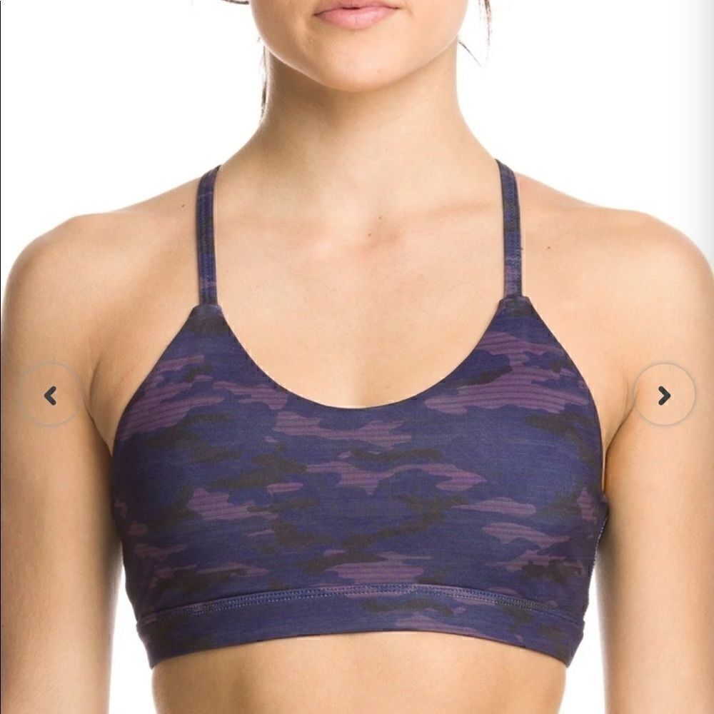 NWOT IAB MFG Namaste purple camo sports bra sz med